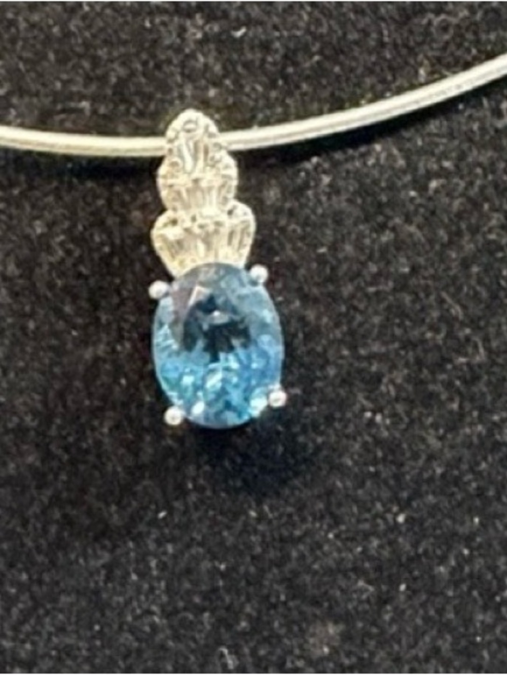 Silver Pendant with Blue Oval Crystal Pendant Only